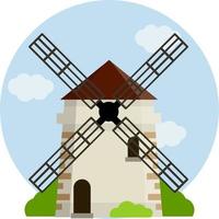 Village windmill. Production of flour vector