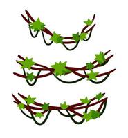 Set of branches with moss and green grass vector
