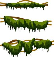 Set of branches with moss and green grass vector