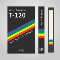 casete vhs con tapa completa en negro vector