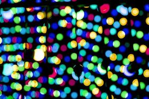 Colorful blue bokeh background of Christmas lights and New year photo