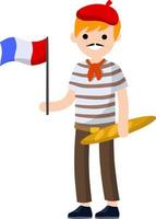 French man in blue striped clothes vector