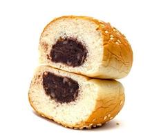 Red Bean Paste Bread isolated on white background photo