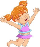 Cute little girl cartoon jumping vector