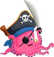 pulpo pirata de dibujos animados vector