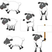 Cute cartoon sheep collection set vector