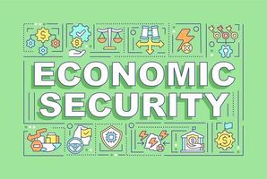 banner verde de conceptos de palabras de seguridad económica. sistema financiero nacional. infografías con iconos sobre fondo de color. tipografía aislada. ilustración vectorial con texto. vector