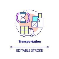 Transportation concept icon. Additional expenses. Product delivery. Type of muda abstract idea thin line illustration. Isolated outline drawing. Editable stroke. vector