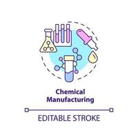 Chemical manufacturing concept icon. Synthetic substances. Business subsector abstract idea thin line illustration. Isolated outline drawing. Editable stroke. vector