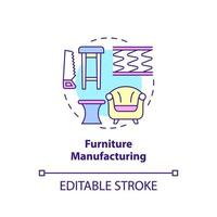 Furniture manufacturing concept icon. Woodworking industry. Business subsector abstract idea thin line illustration. Isolated outline drawing. Editable stroke. vector