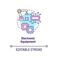 icono de concepto de equipo electrónico. componentes de dispositivos de construcción. subsector empresarial idea abstracta ilustración de línea delgada. dibujo de contorno aislado. trazo editable. vector