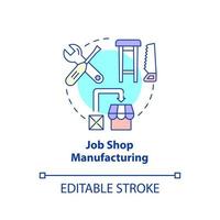 Job shop manufacturing concept icon. Type of manufacturing processes abstract idea thin line illustration. Isolated outline drawing. Editable stroke. vector