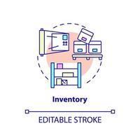 Inventory concept icon. Goods in process and raw materials. Type of muda abstract idea thin line illustration. Isolated outline drawing. Editable stroke. vector