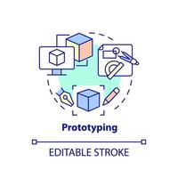 Prototyping concept icon. Draft version of product. Manufacturing stage abstract idea thin line illustration. Isolated outline drawing. Editable stroke. vector