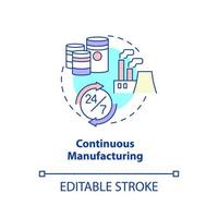Continuous manufacturing concept icon. Type of manufacturing processes abstract idea thin line illustration. Isolated outline drawing. Editable stroke. vector