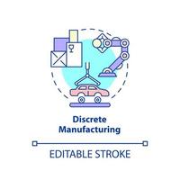 Discrete manufacturing concept icon. Types of manufacturing processes abstract idea thin line illustration. Isolated outline drawing. Editable stroke. vector