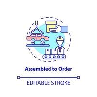 Assembled to order concept icon. Product ready to be finished. Type of products abstract idea thin line illustration. Isolated outline drawing. Editable stroke. vector