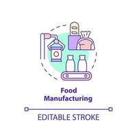 icono del concepto de fabricación de alimentos. producción y procesamiento. subsector empresarial idea abstracta ilustración de línea delgada. dibujo de contorno aislado. trazo editable. vector