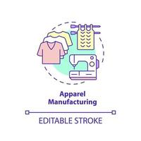 Apparel manufacturing concept icon. Garment production. Business subsector abstract idea thin line illustration. Isolated outline drawing. Editable stroke. vector