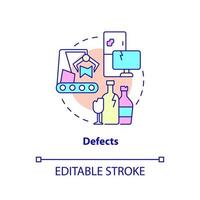 icono del concepto de defectos. Reelaboración de productos de mala calidad. producción Lean. tipo de muda idea abstracta ilustración de línea delgada. dibujo de contorno aislado. trazo editable. vector