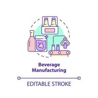 Beverage manufacturing concept icon. Soft drinks and alcohol. Business subsector abstract idea thin line illustration. Isolated outline drawing. Editable stroke. vector