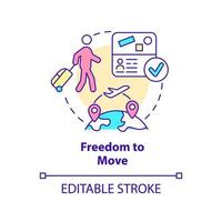 Freedom to move concept icon. Opportunity to relocate. Refugee right abstract idea thin line illustration. Isolated outline drawing. Editable stroke. vector