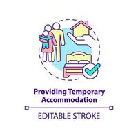 Providing temporary accommodation concept icon. Government initiative abstract idea thin line illustration. Isolated outline drawing. Editable stroke. vector