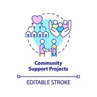 Community support projects concept icon. Psychological care. Way to help refugees abstract idea thin line illustration. Isolated outline drawing. Editable stroke. vector