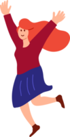 People are jumping with joyful expressions. Young people in casual fashion flat design illustration. png