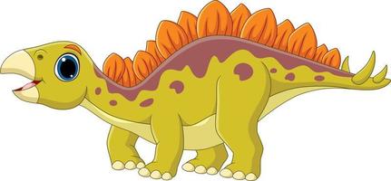 Cartoon little stegosaurus on white background vector