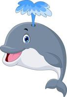 Funny cartoon whale vector