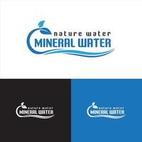 Mineral Waterl, Nature Water Logo Design with curve flower vector