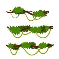 Set of branches with moss and green grass vector