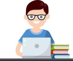 Man with laptop. Smiling happy man vector