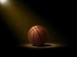 Basketball ball on the parquet with black background photo