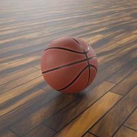 Basketball ball on the parquet background photo