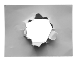 collection of torn paper with the curled ripped sides. a round black hole of torn on the white paper. realistic torn paper with the ripped edges for copy space and text. png