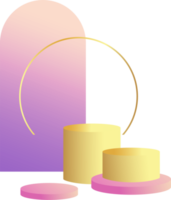 Produktpodium in Pastellfarben mit minimalistischem Stil. trendiges designelement mit einem leeren podium zur präsentation von kosmetikprodukten. feminine 3D-Objekte in einem sauberen und einfachen Design png