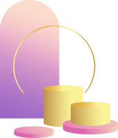 produit podium aux couleurs pastel avec un style minimaliste. élément de design tendance avec un podium vide pour afficher les produits cosmétiques. objets 3d féminins dans un design épuré et simple png