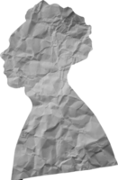 People portrait with crumpled paper texture. Paper cut people from side angle. png