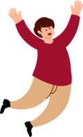 People are jumping with joyful expressions. Young people in casual fashion flat design illustration. png