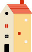 piccole casette e alberi in design piatto tagliato su carta. raccolta di edifici di illustrazione vettoriale in uno stile alla moda e carino. png