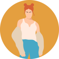 portret stijlvolle jonge vrouwen gekleed in casual en formele outfits. platte ontwerpillustraties van vrouwenportret in trendy modieuze stijl png