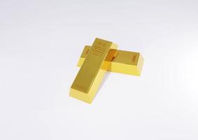 barra de oro de procesamiento 3D sobre un fondo blanco. foto