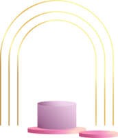 podio prodotto in colori pastello dallo stile minimalista. elemento di design alla moda con un podio vuoto per visualizzare prodotti cosmetici. oggetti 3d femminili in un design pulito e semplice png