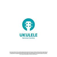 diseño de logotipo de servicio de ukelele sobre fondo aislado, combinación de ukelele con concepto de logotipo de llave inglesa vector