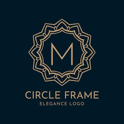 letter M circle frame elegance vector logo design