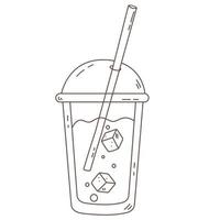 beverage with ice and straw doodle vector