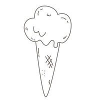 ice cream in waffle doodle vector