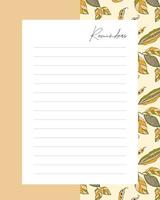 Reminders To do list pattern background with doodle pods. Autumn Forms, reminders, notes, recipes.
